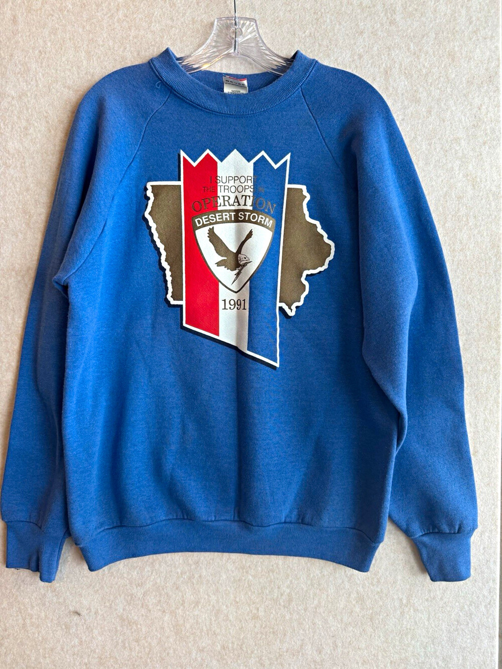 Vintage 1991 Operation Desert Storm Sweatshirt L Support Troops USA Fruit Loom